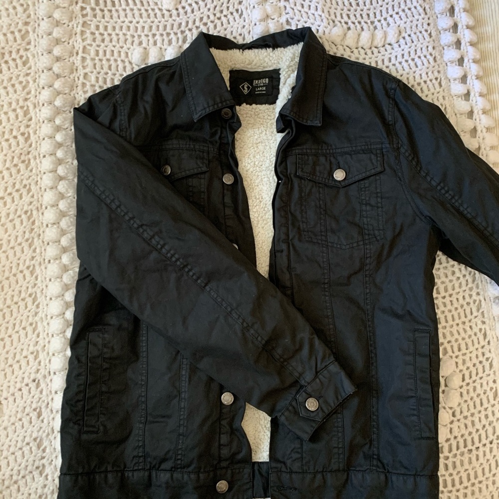 sherpa black denim jacket (men’s)